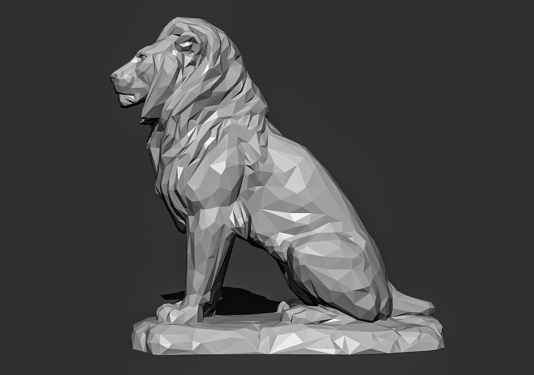 Low poly Lion 2 Papercraft Decorative Sculpture 3D print model_11
