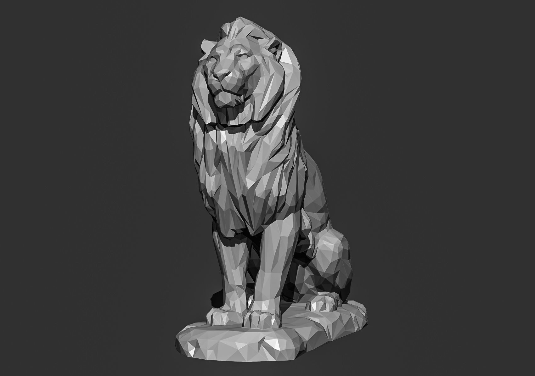 Low poly Lion 2 Papercraft Decorative Sculpture 3D print model_12