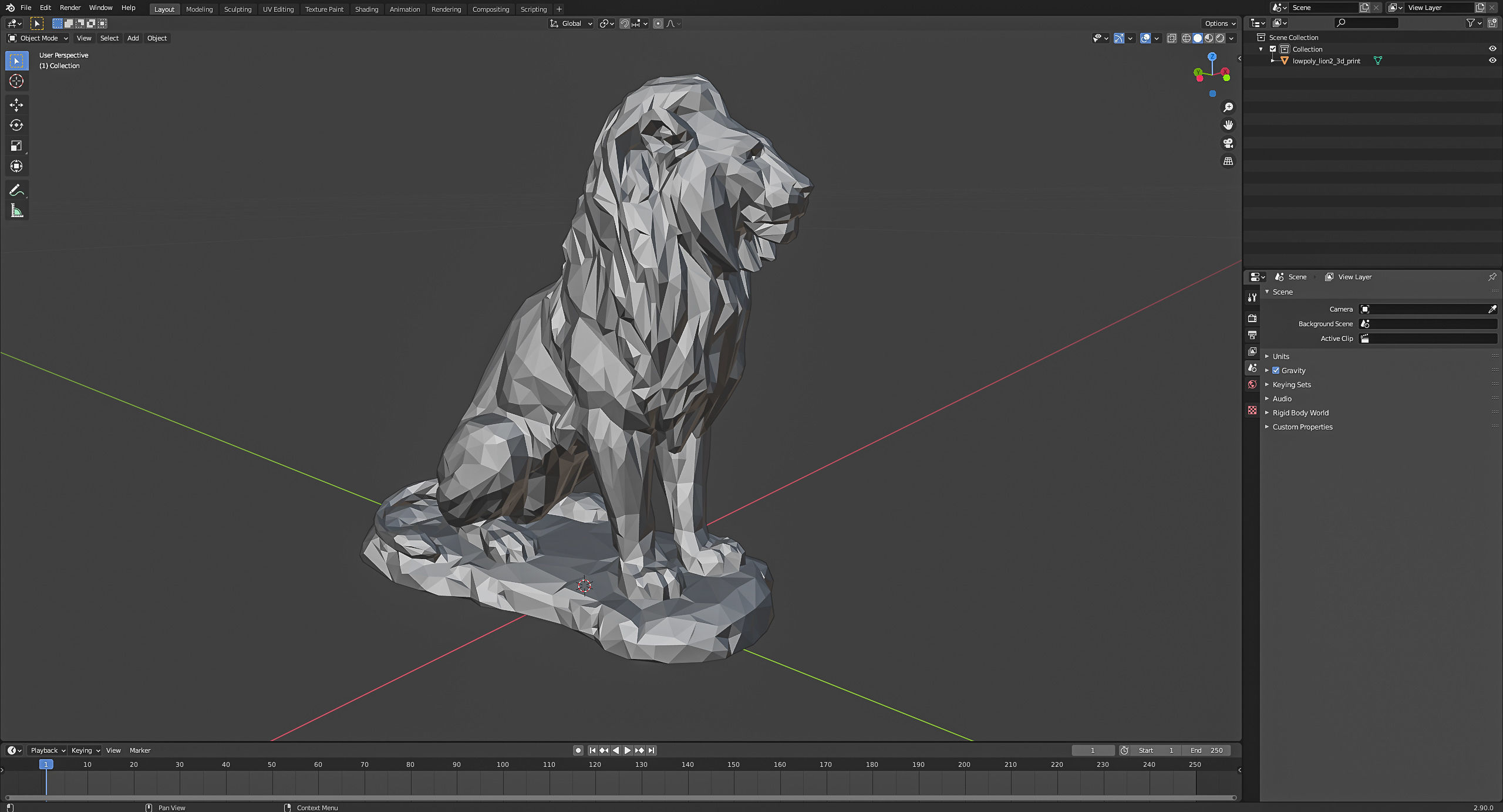 Low poly Lion 2 Papercraft Decorative Sculpture 3D print model_18