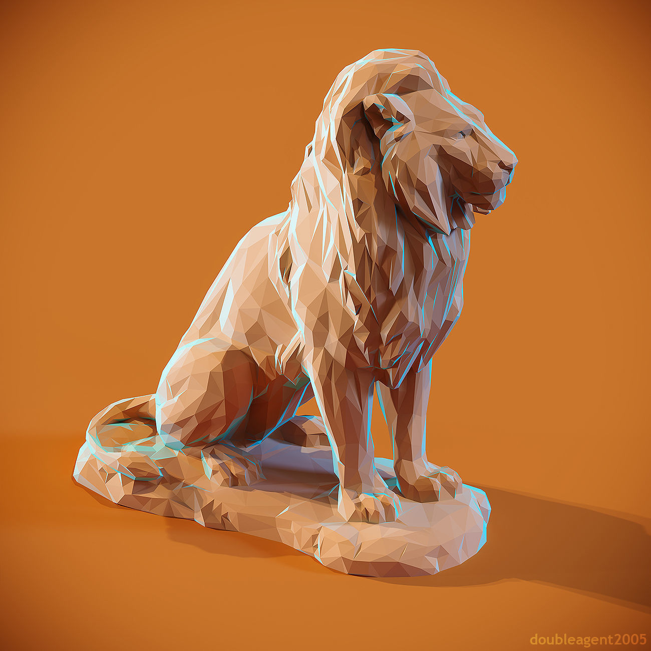 Low poly Lion 2 Papercraft Decorative Sculpture 3D print model_6