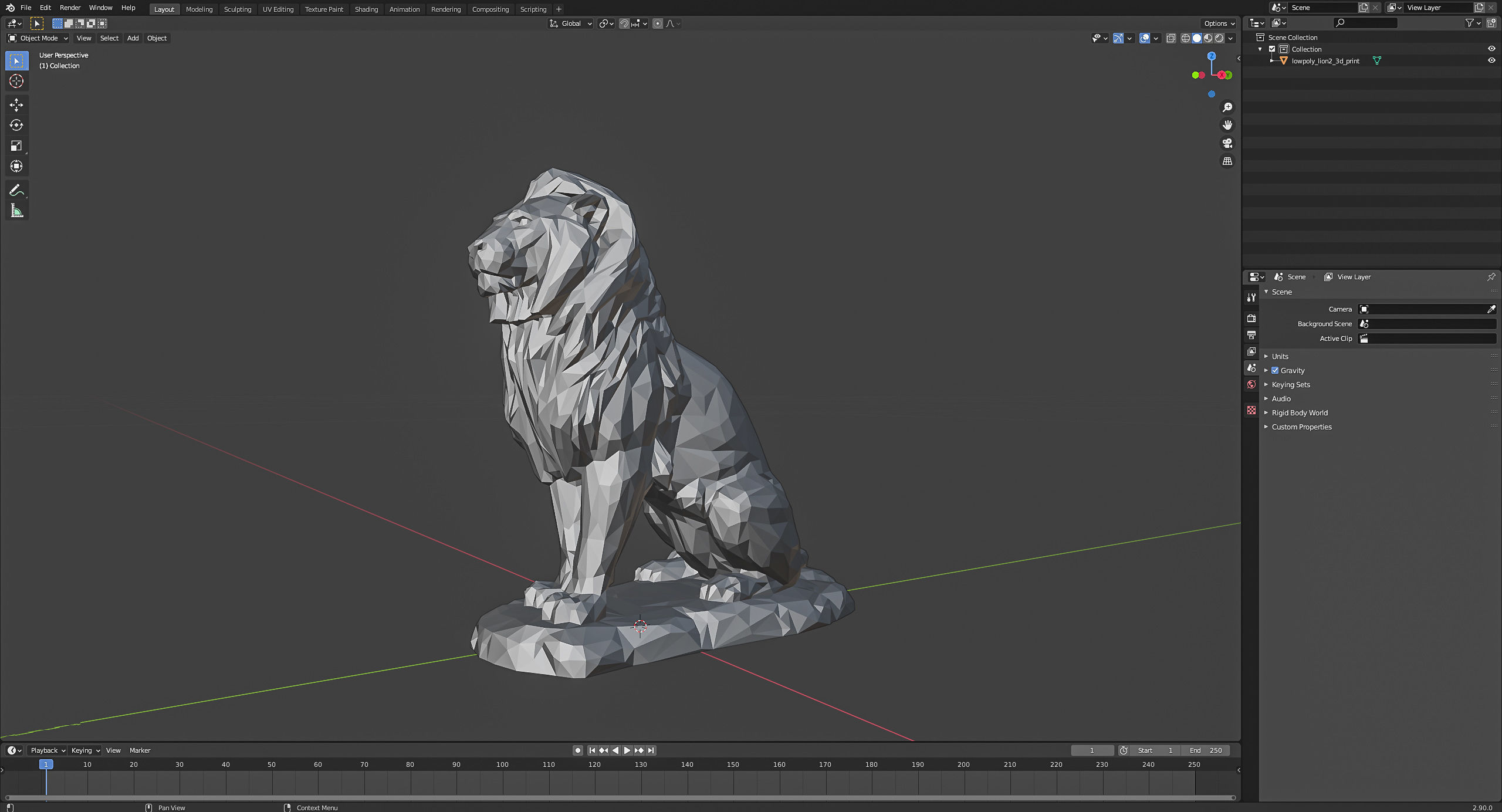 Low poly Lion 2 Papercraft Decorative Sculpture 3D print model_24