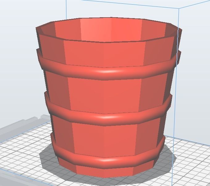Wooden Basket Bucket  3D print model_3
