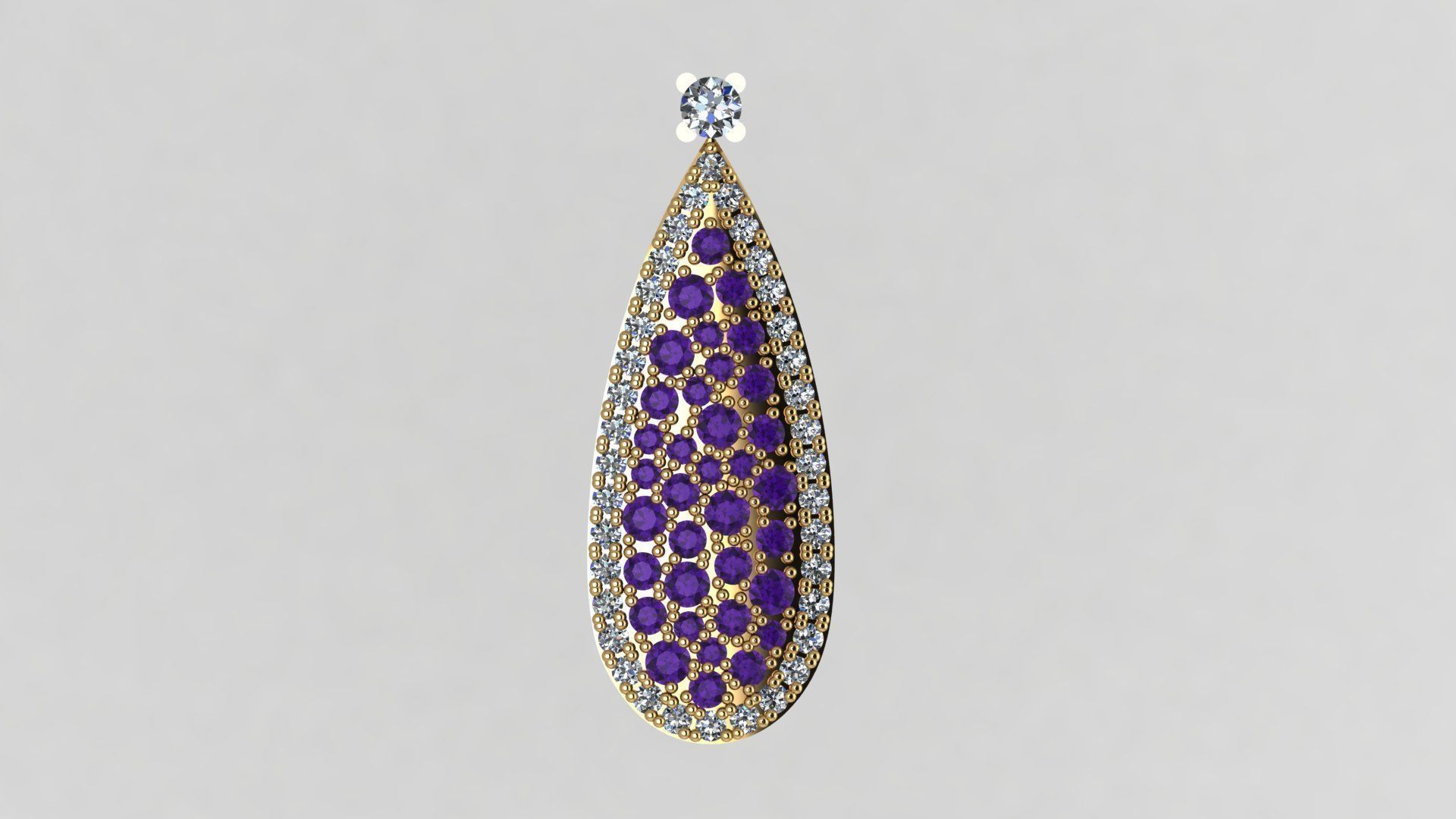 Pendant 2 amethyst 3D print model_3