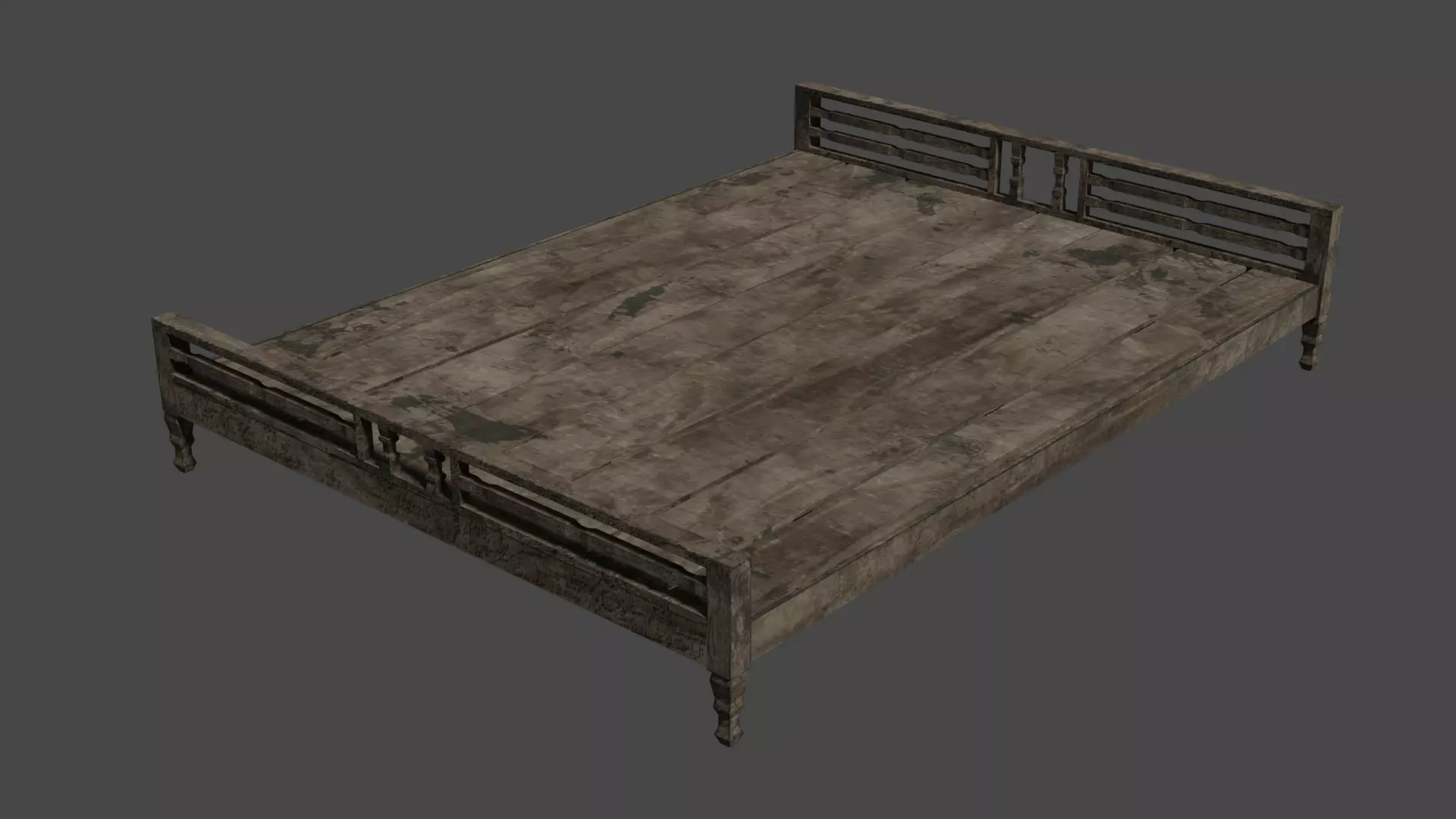 Old Woodbed Low-poly 3D model_0
