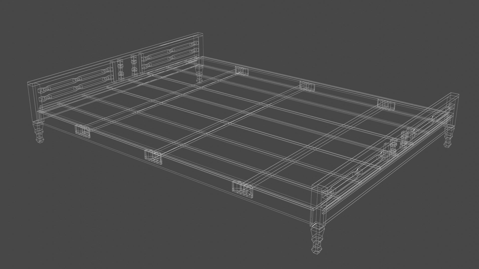 Old Woodbed Low-poly 3D model_3