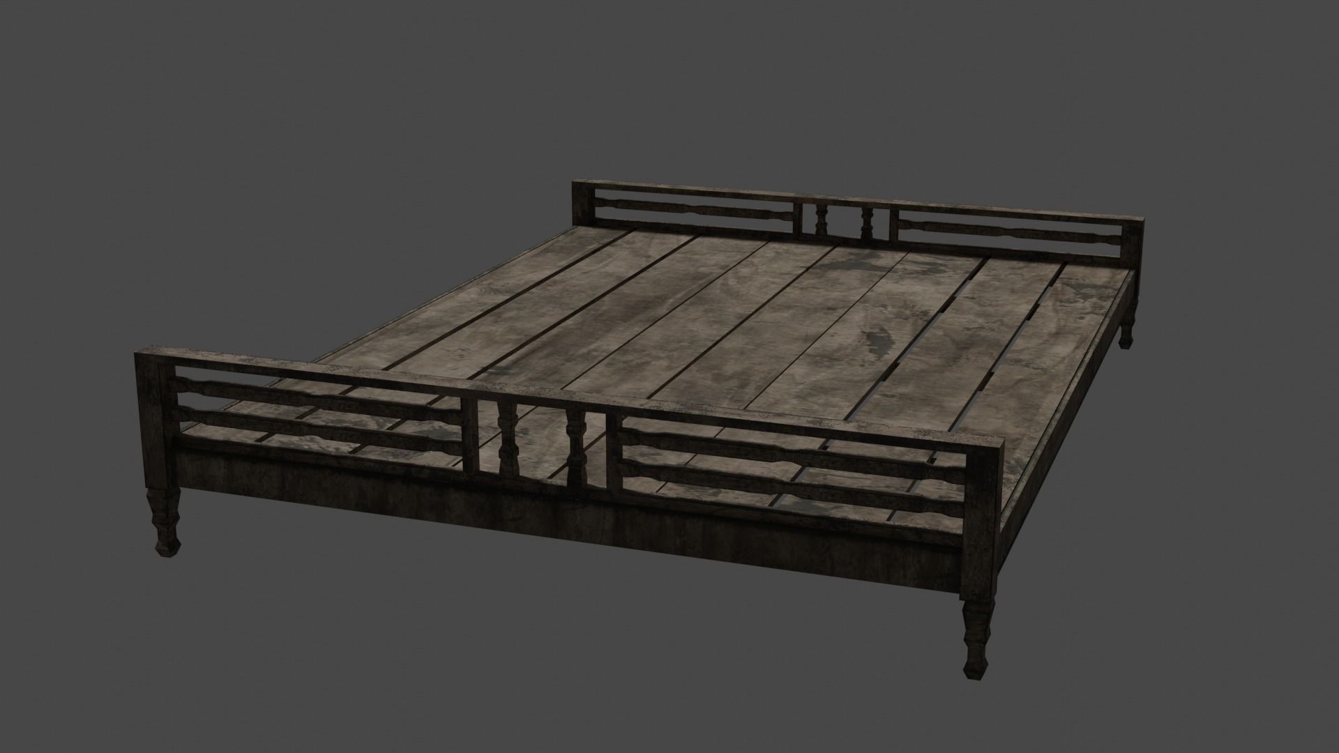 Old Woodbed Low-poly 3D model_1