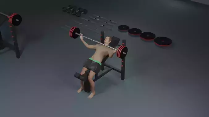 Gym with Equipments and a Character