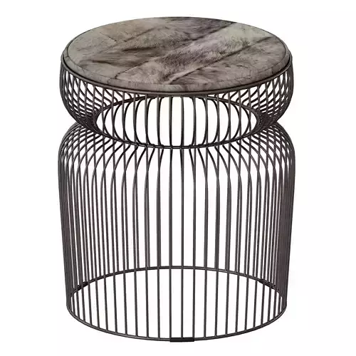 Spoke Hair On Hide Graphite Metal End Table Crate and Barrel