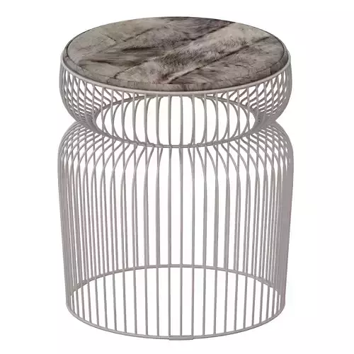 Spoke Hair on Hide White Metal End Table Crate and Barrel 3D model