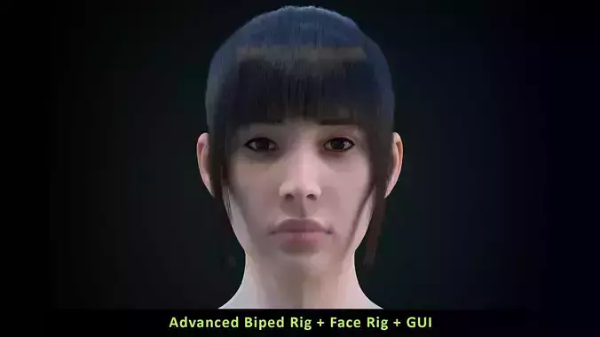 Cinematic Female 003 - Advanced Body Rig - Face Rig - GUI Low-poly 3D model