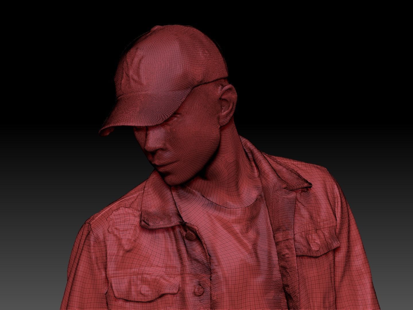 Handsome guy in denim 155 Low-poly 3D model_7