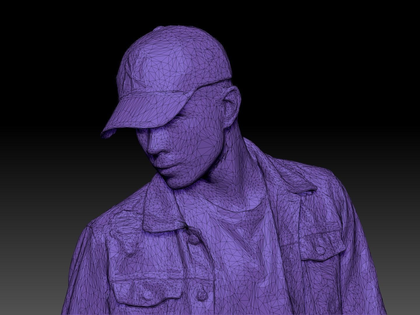 Handsome guy in denim 155 Low-poly 3D model_4