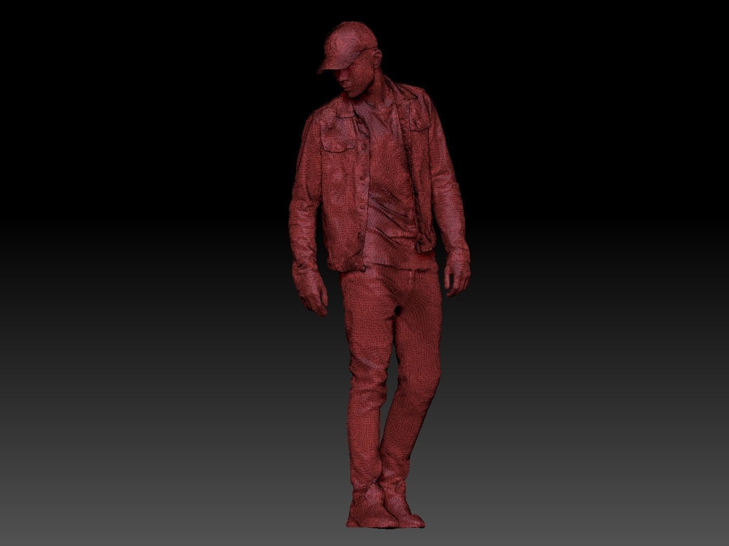 Handsome guy in denim 155 Low-poly 3D model_6