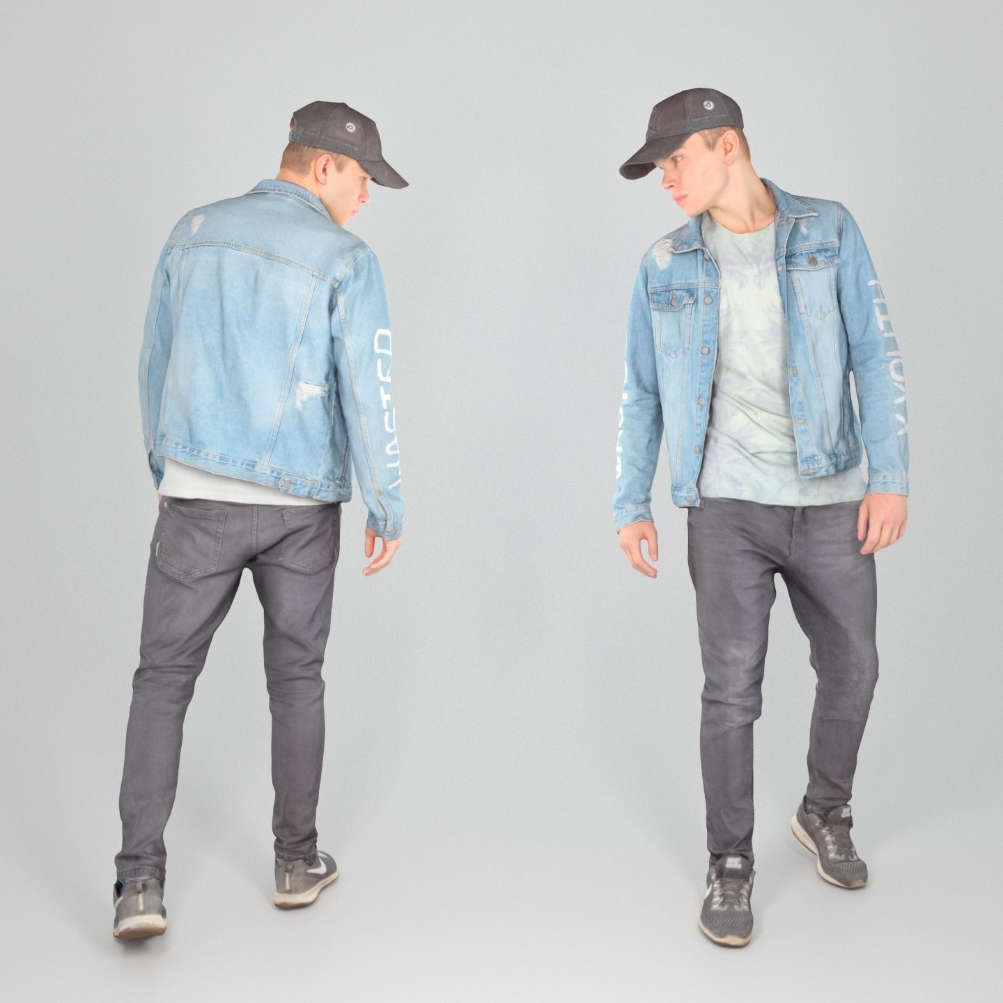 Handsome guy in denim 155 Low-poly 3D model_1