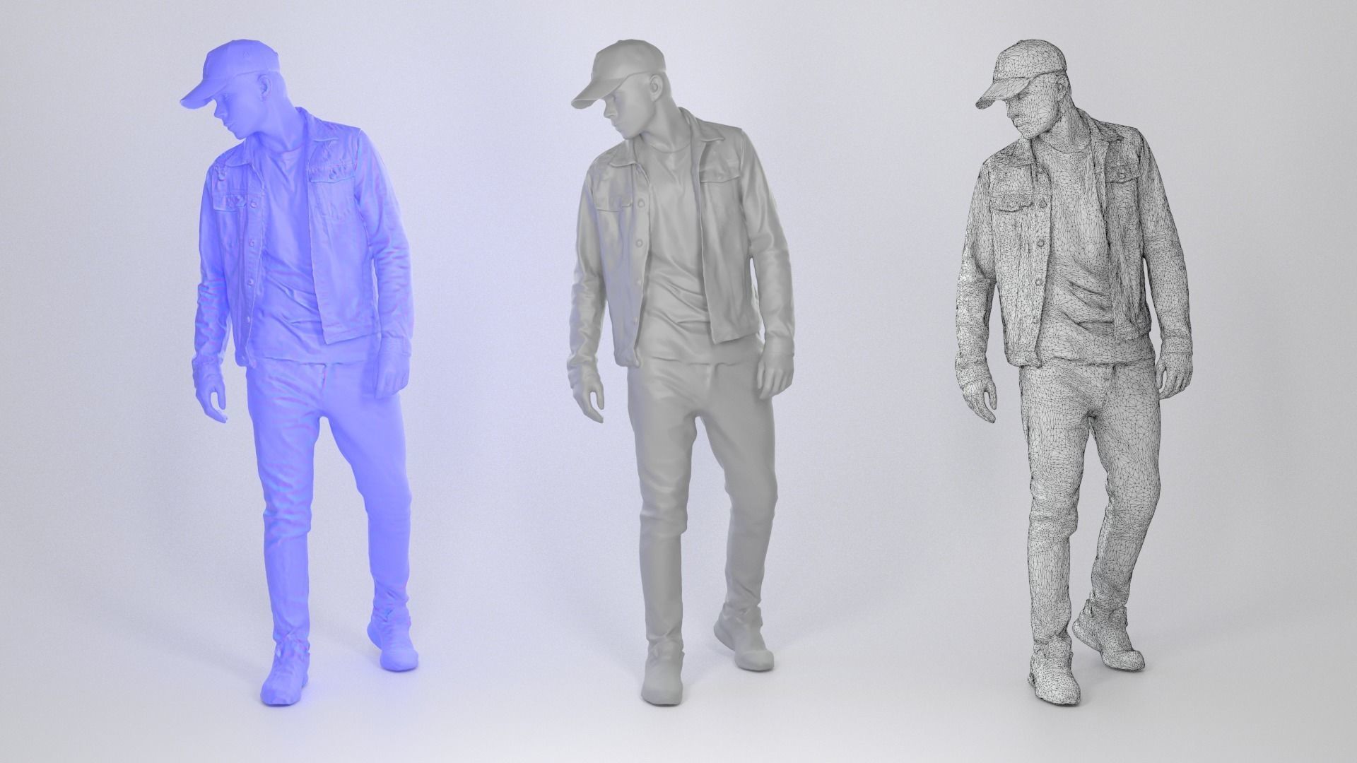 Handsome guy in denim 155 Low-poly 3D model_3