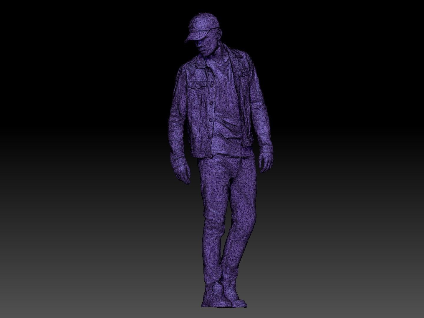 Handsome guy in denim 155 Low-poly 3D model_5