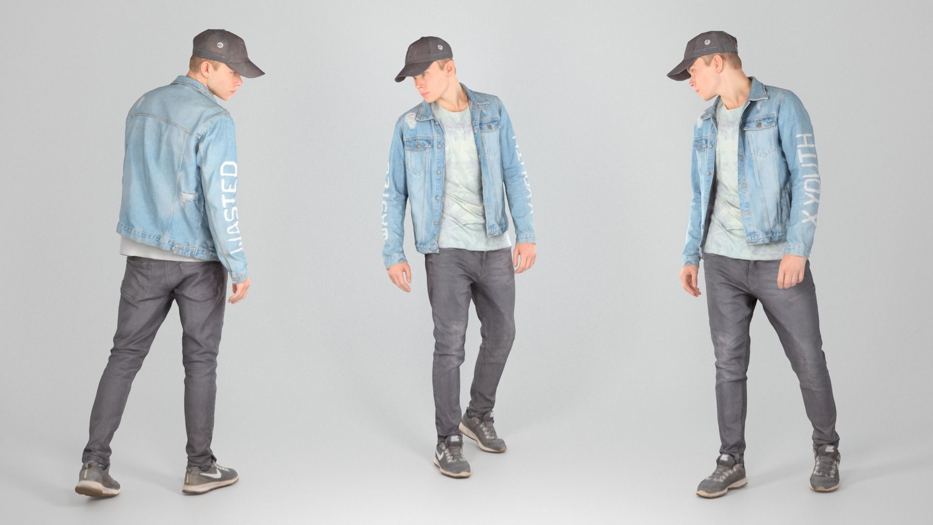Handsome guy in denim 155 Low-poly 3D model_2