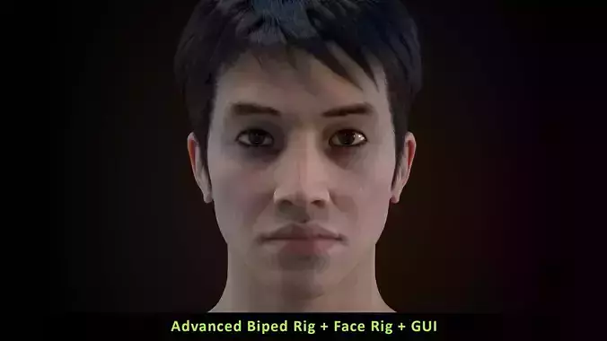 Cinematic Male 003 - Advanced Body Rig - Face Rig - GUI Low-poly 3D model