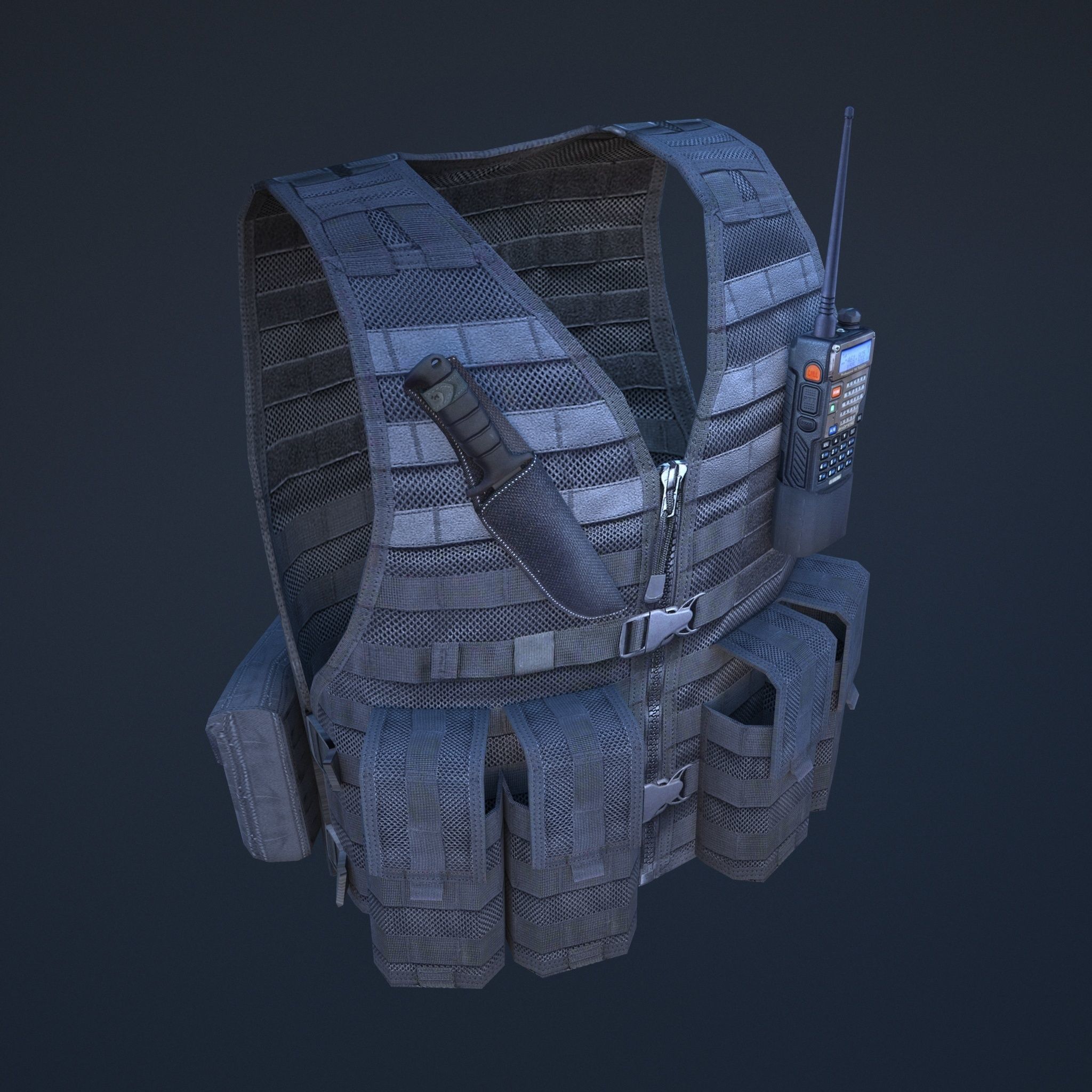 vest1 vest with radio Low-poly 3D model_1
