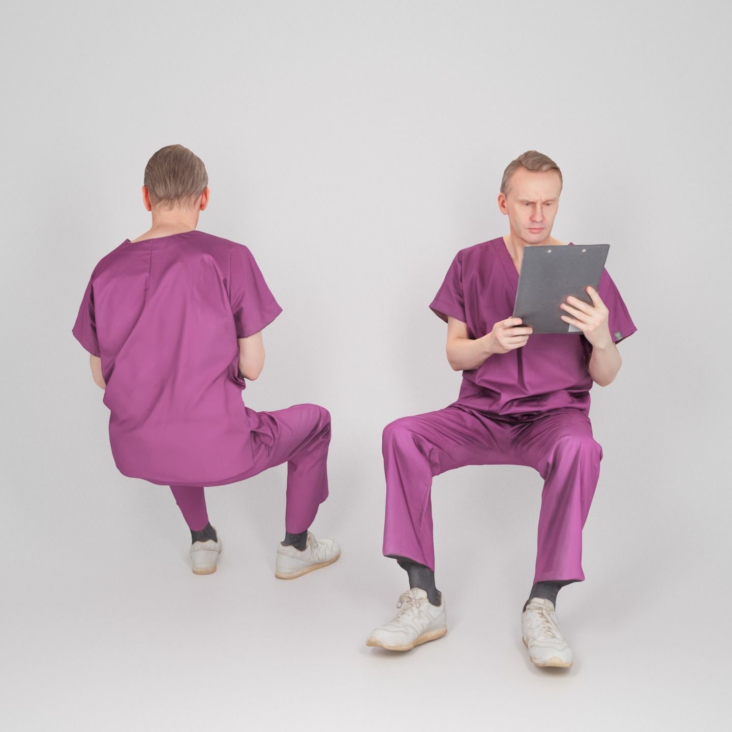 Surgeon is sitting and reading documents 156 Low-poly 3D model_1