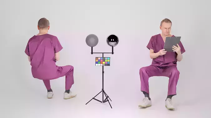 Surgeon is sitting and reading documents 156 Low-poly 3D model