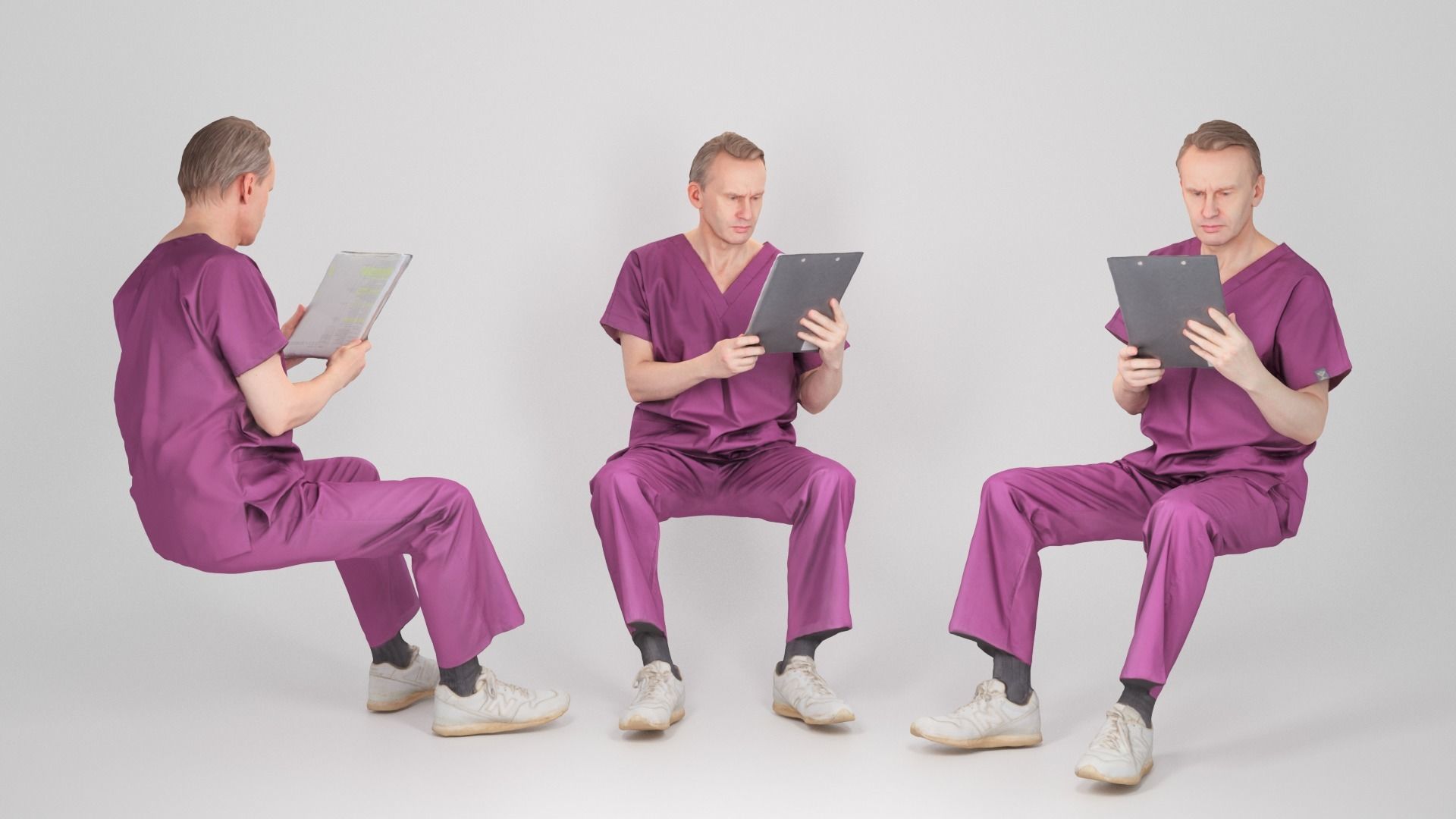 Surgeon is sitting and reading documents 156 Low-poly 3D model_2