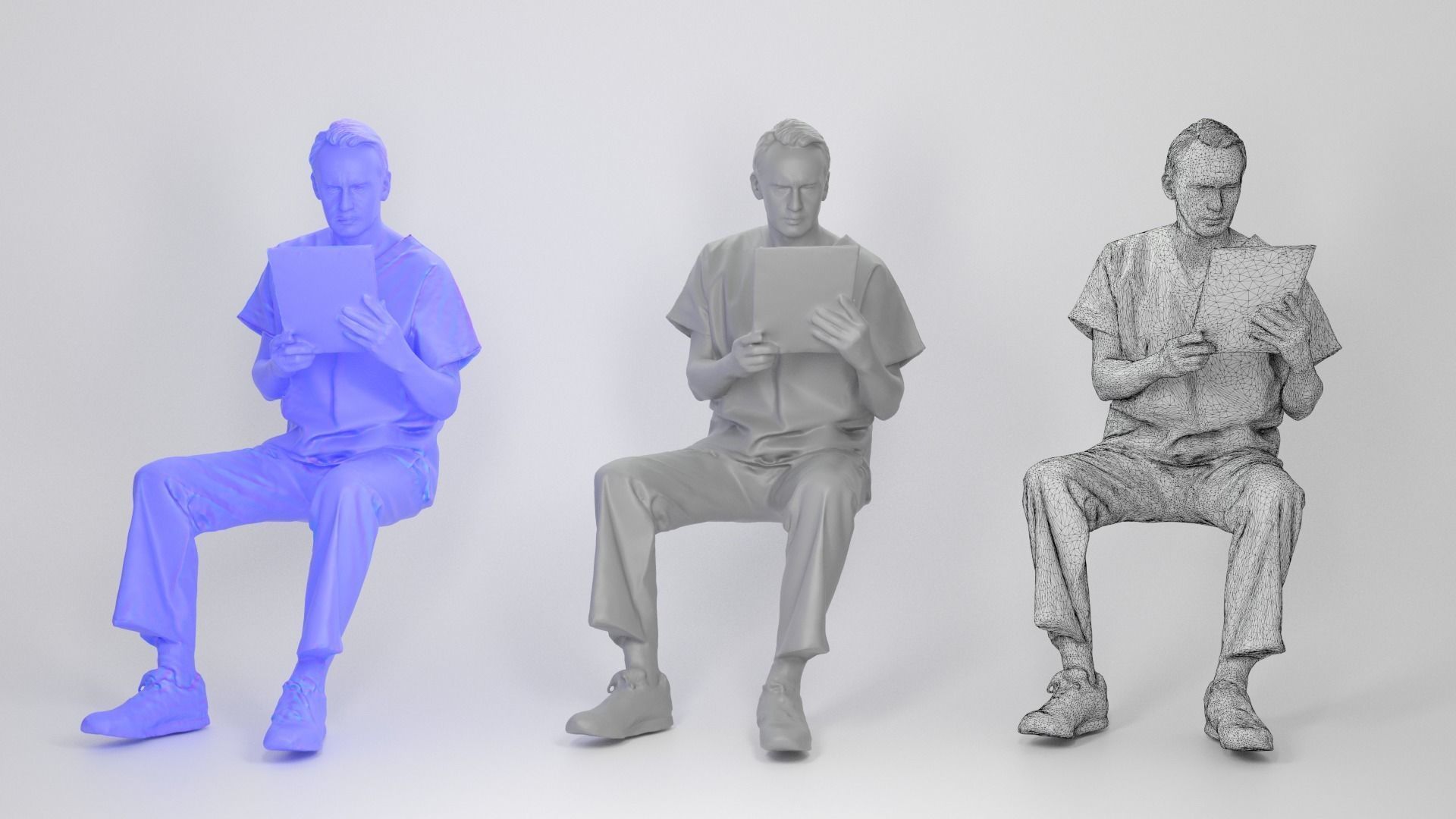 Surgeon is sitting and reading documents 156 Low-poly 3D model_3