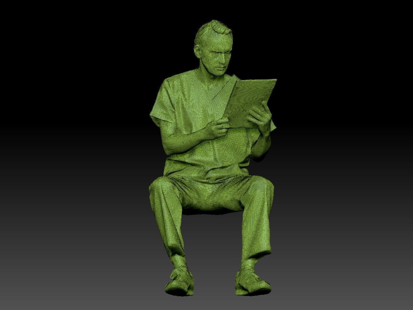 Surgeon is sitting and reading documents 156 Low-poly 3D model_5