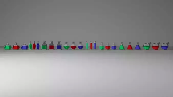 Eight type Potions low poly 