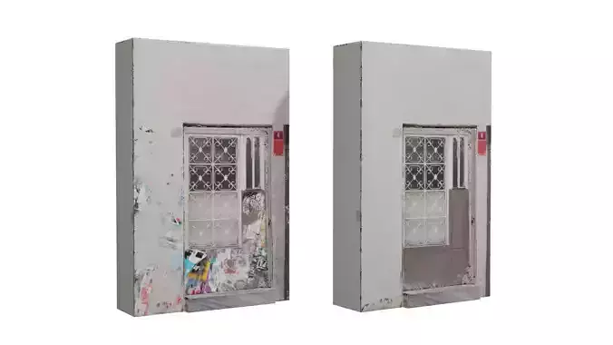 Street Door With Dirty Texture Low-poly 3D model