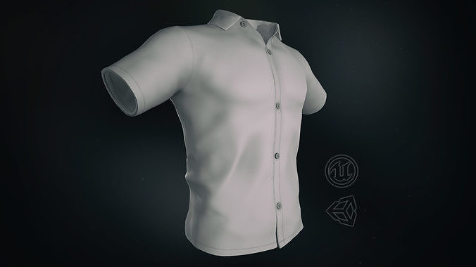 White Summer Shirt Low-poly 3D model