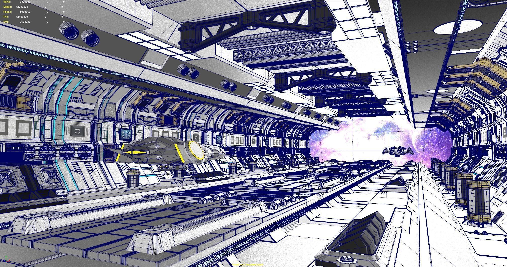 Scifi Spaceship Corridor  3D model_8