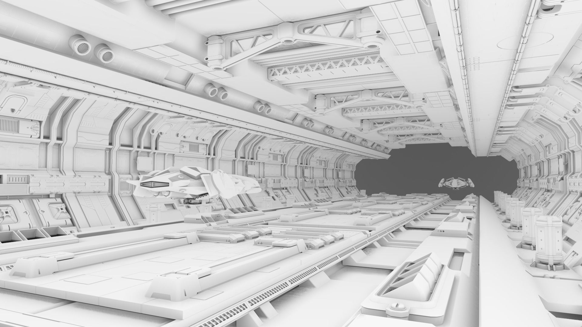 Scifi Spaceship Corridor  3D model_4
