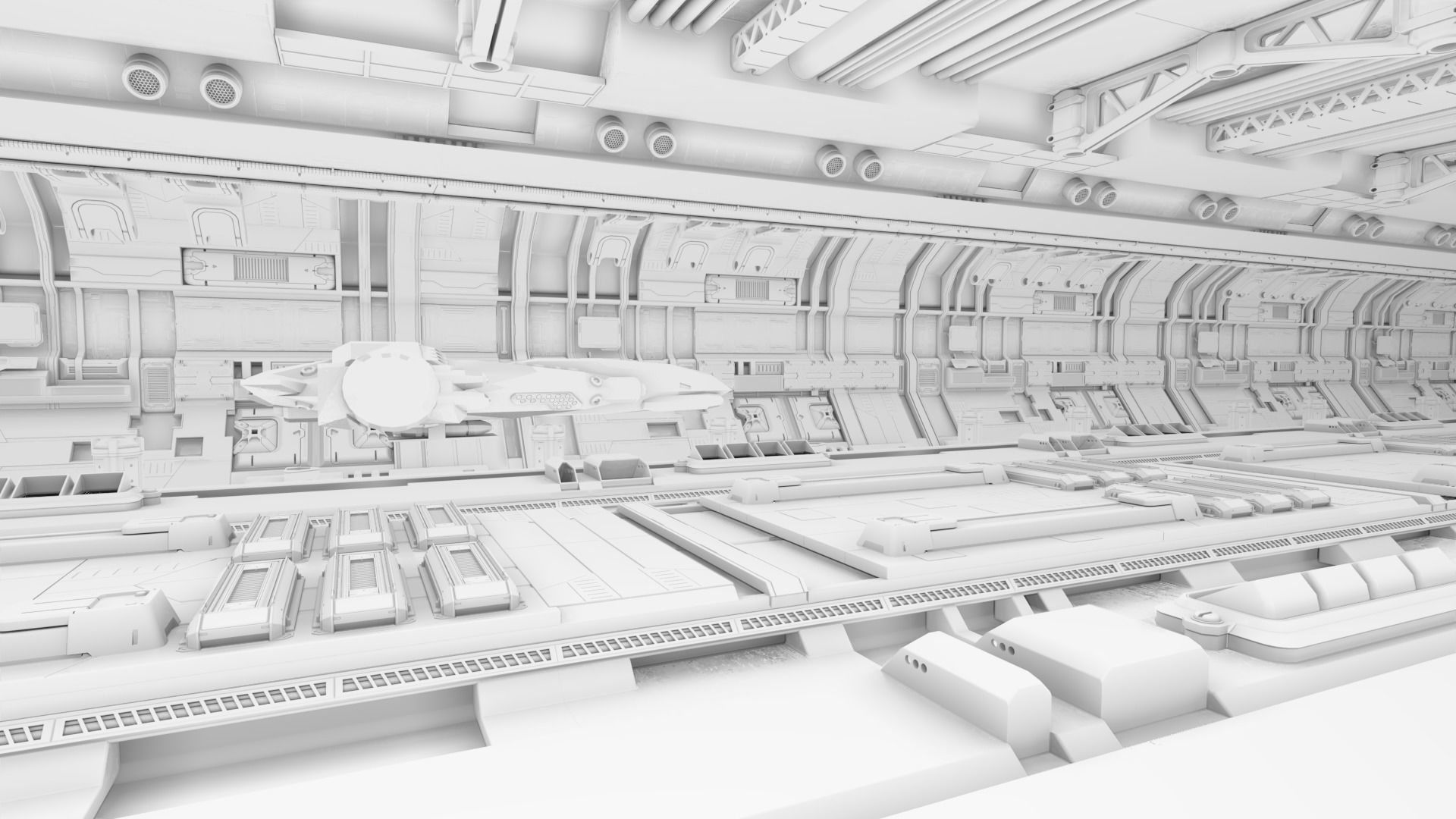 Scifi Spaceship Corridor  3D model_6