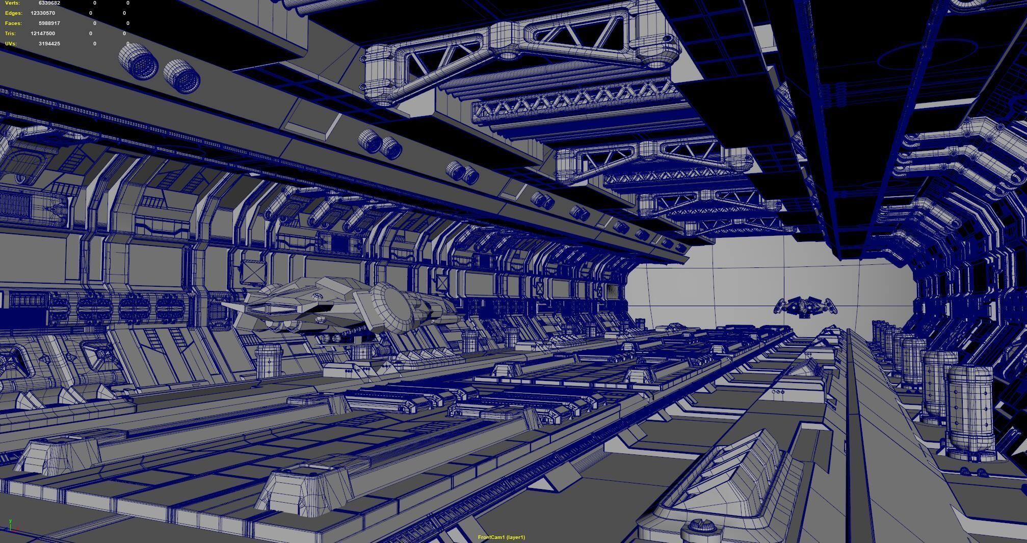 Scifi Spaceship Corridor  3D model_7