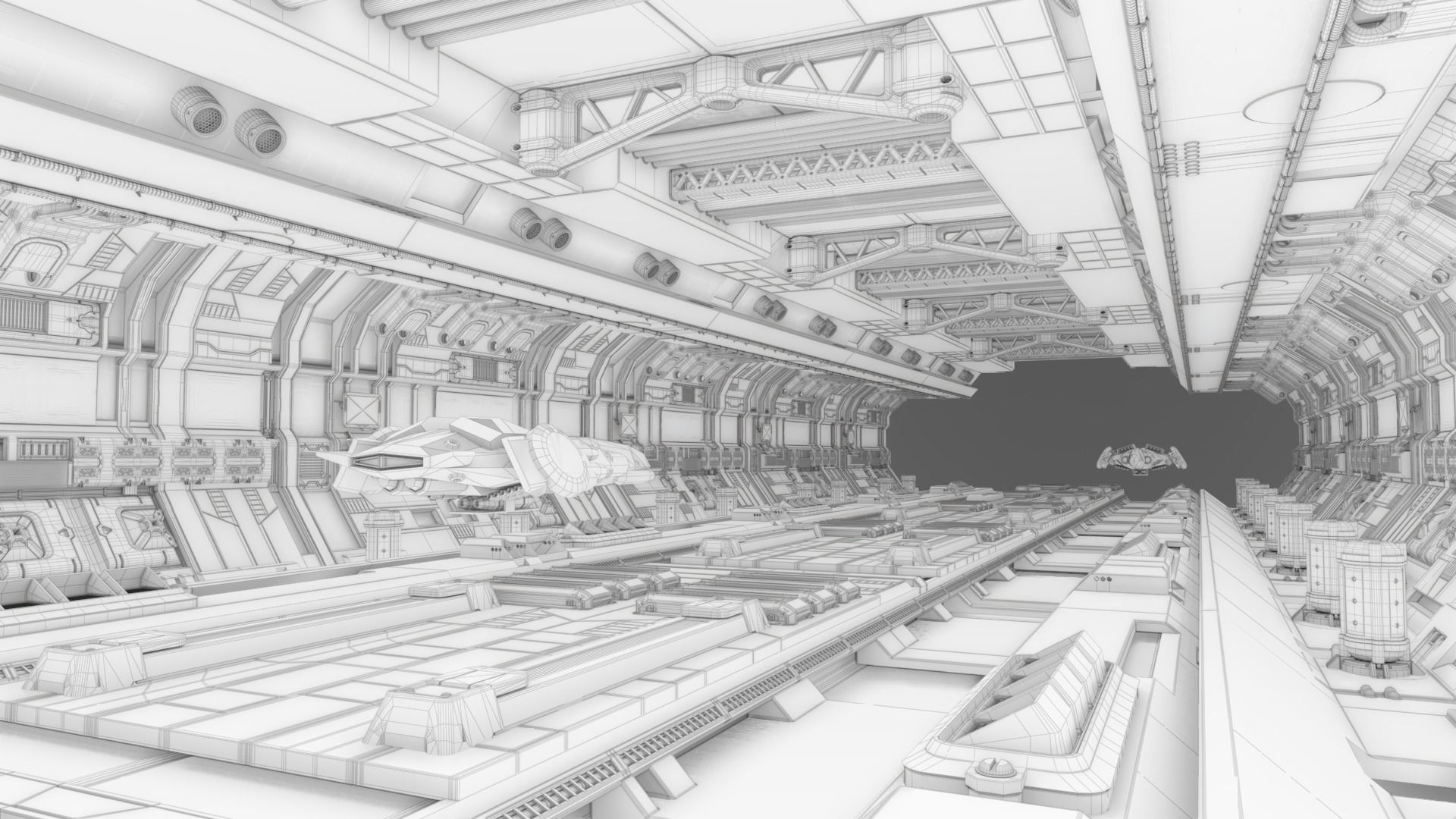 Scifi Spaceship Corridor  3D model_5