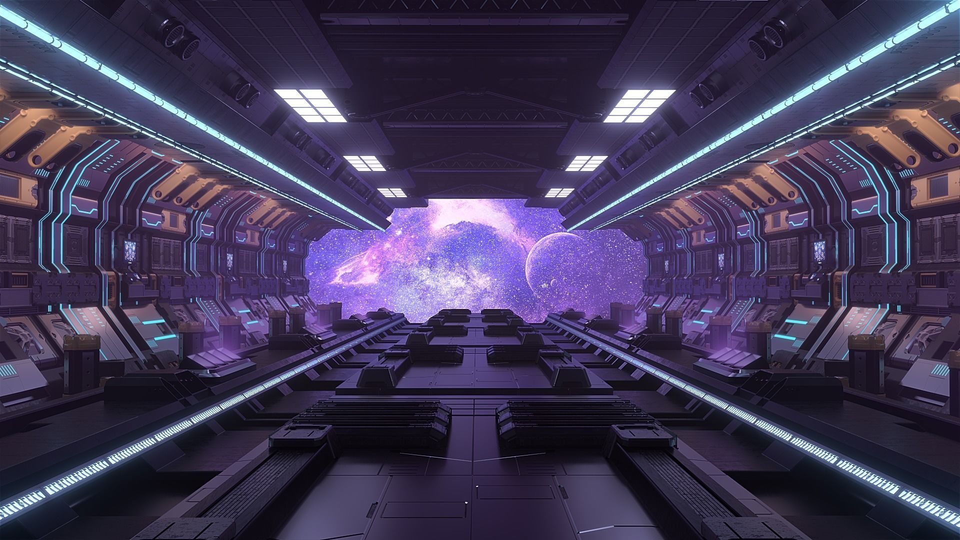 Scifi Spaceship Corridor  3D model_3