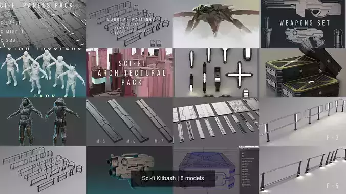 Sci-fi Kitbash 3D Model Collection