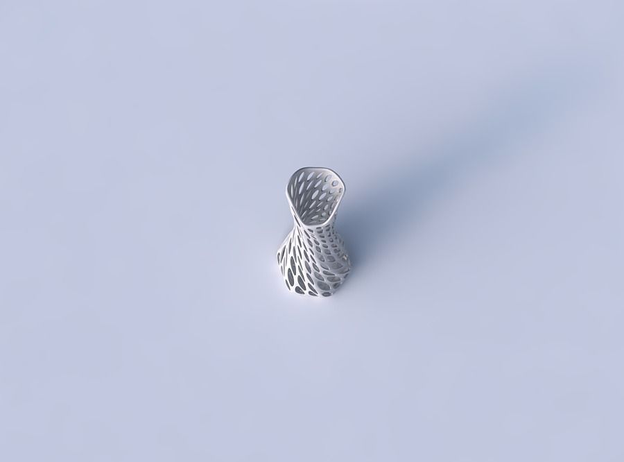 Vase twisted squeezed and bent hexagon 2 with bubble grid lat... 3D print model_2