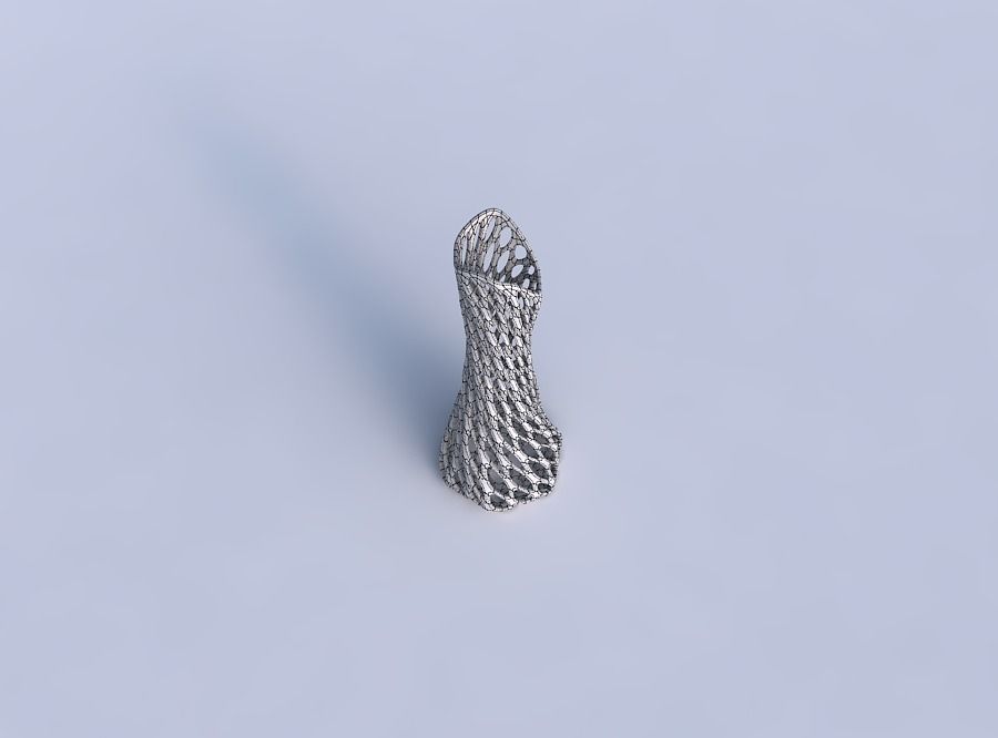 Vase twisted squeezed and bent hexagon 2 with bubble grid lat... 3D print model_6