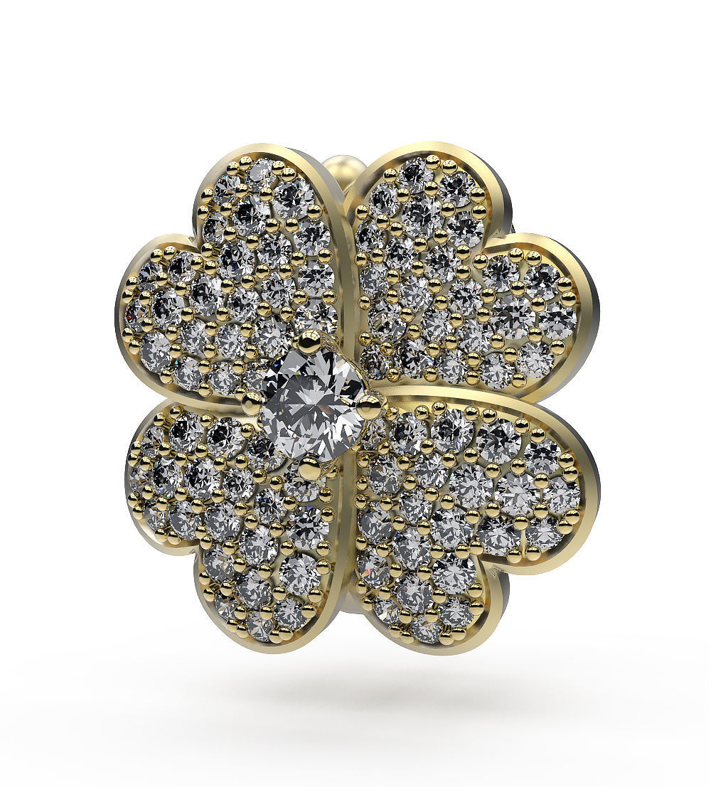 Earrings Clover 3D print model_1