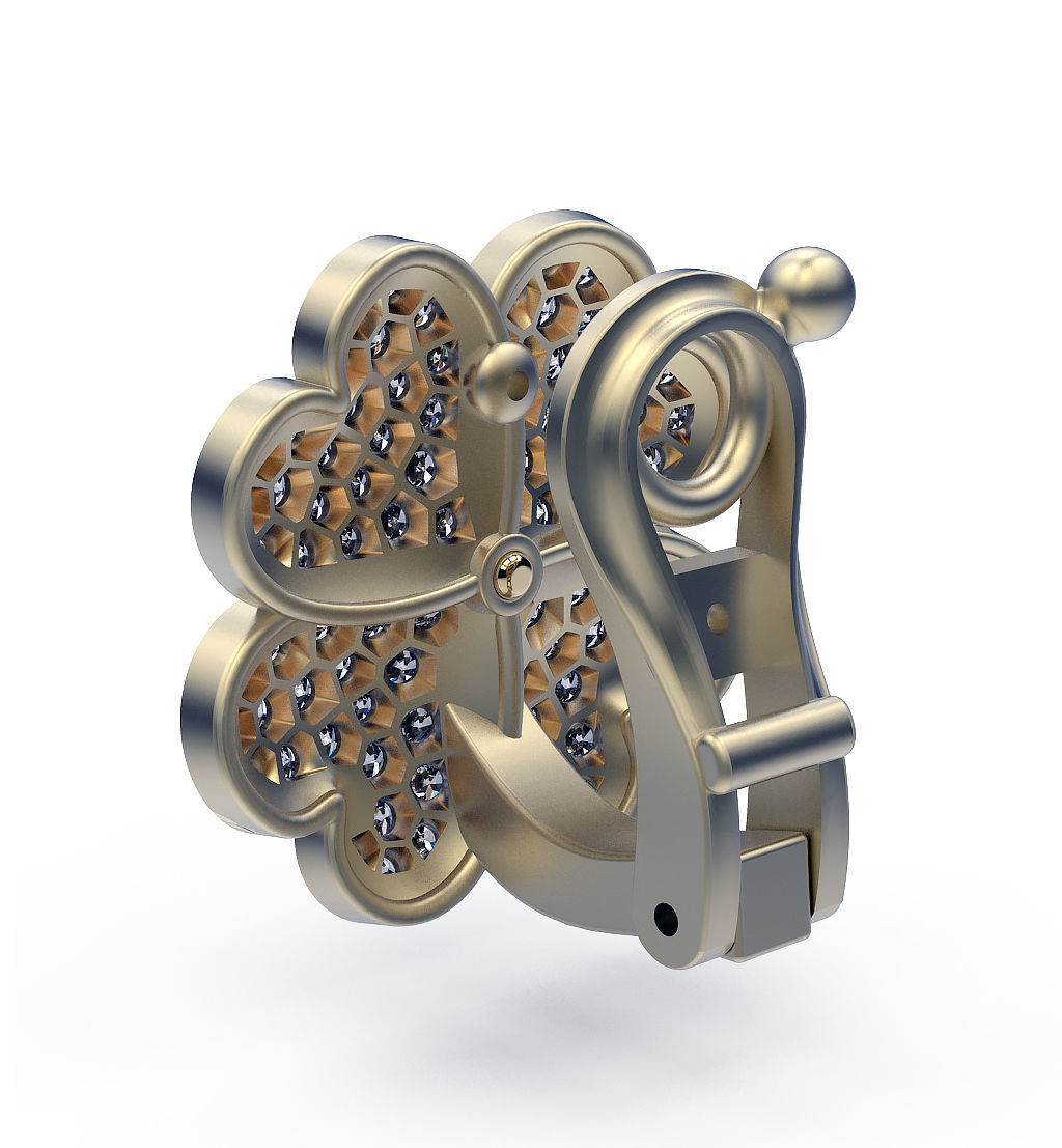 Earrings Clover 3D print model_2