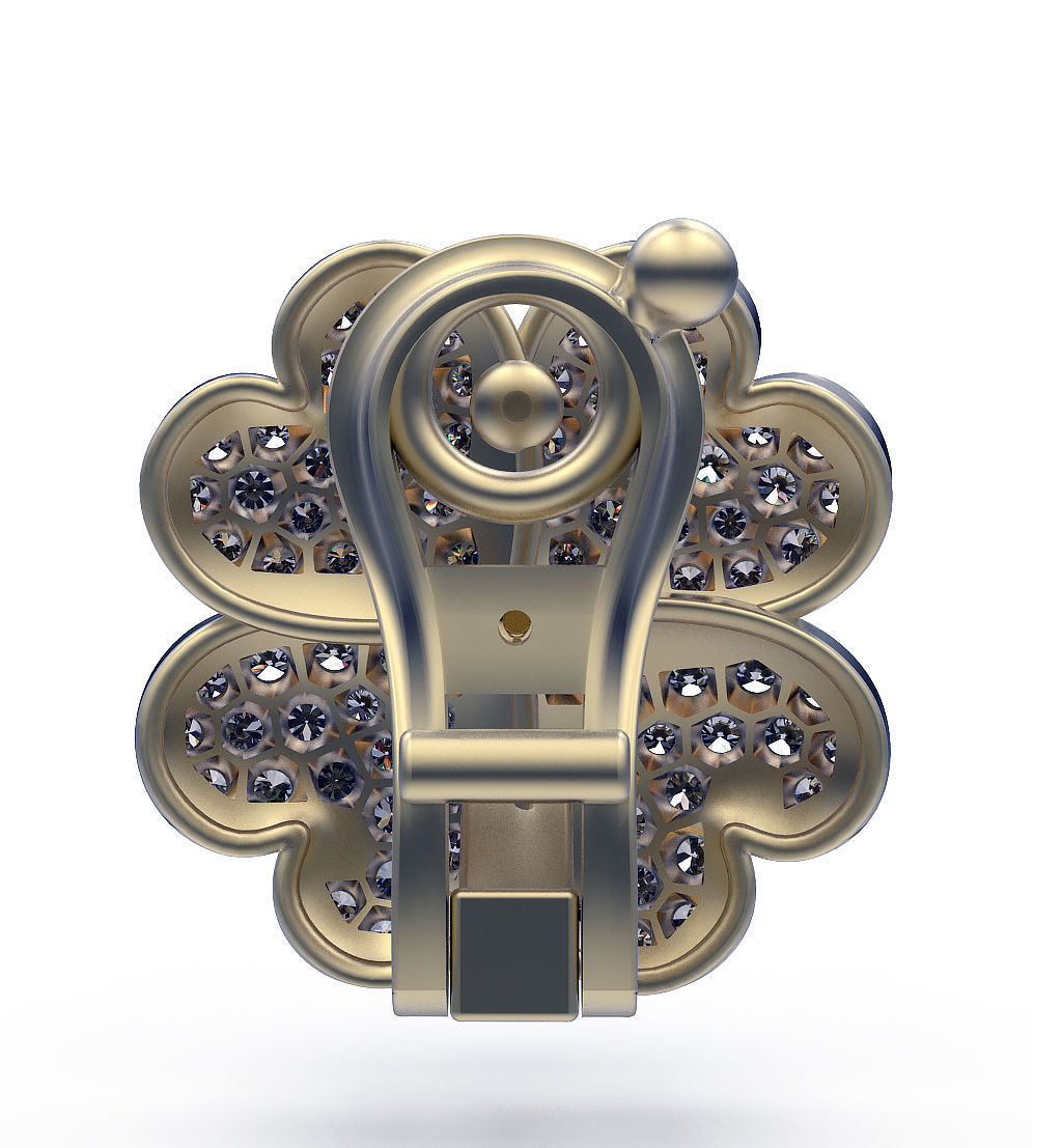 Earrings Clover 3D print model_4