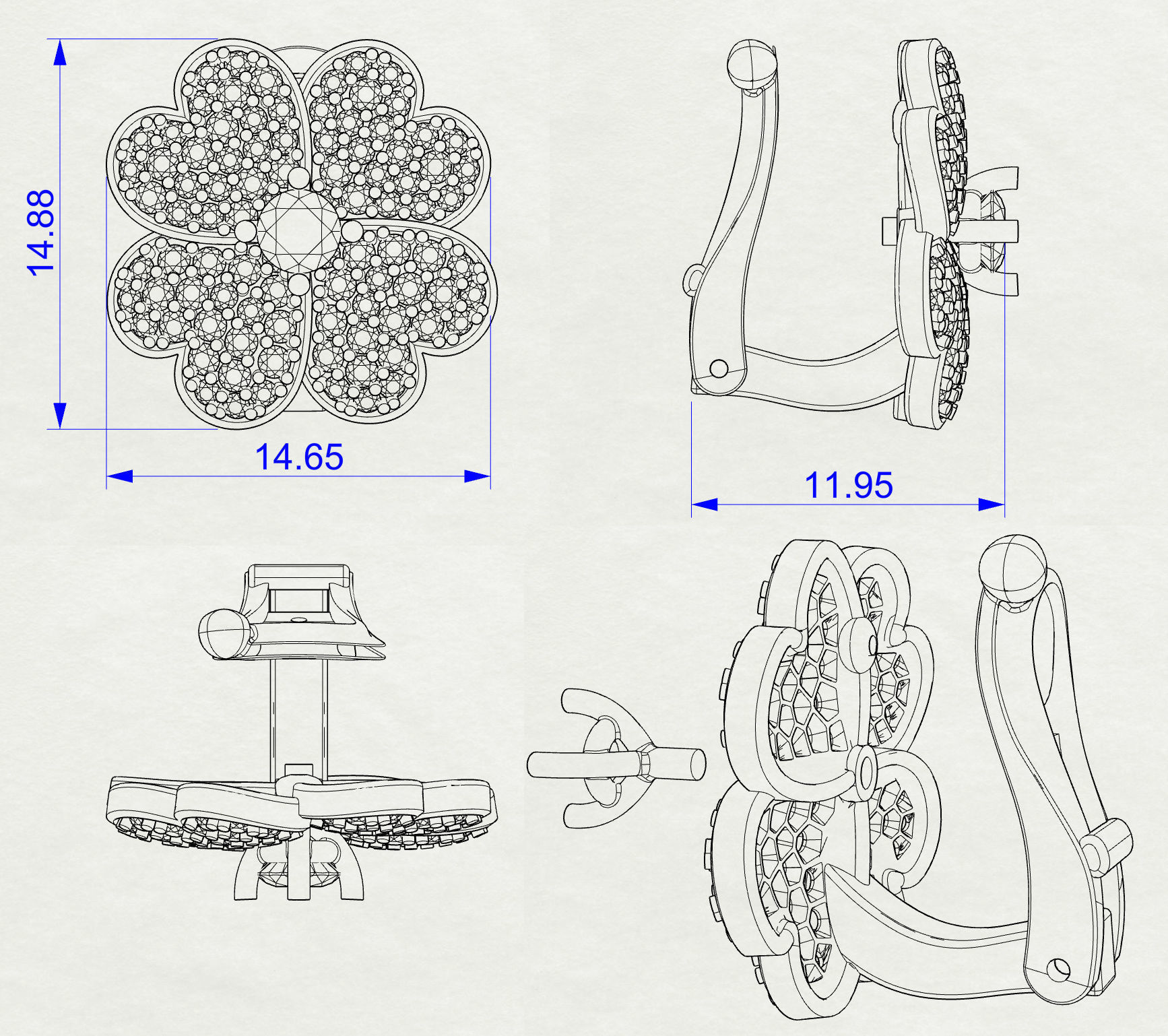 Earrings Clover 3D print model_5
