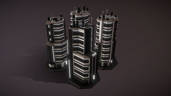 Apartment Houses - Level Three Pack Low-poly 3D model