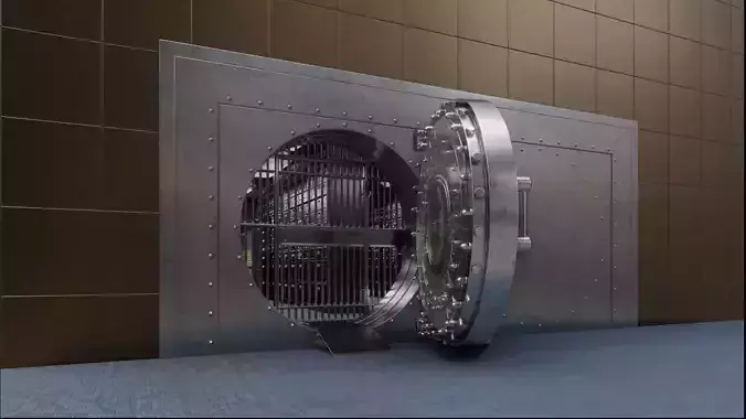 Bank safe room with gold and bank cells 3D model