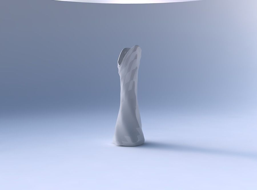 Vase twisted squeezed and bent hexagon 2 with curved horizont... 3D print model_4