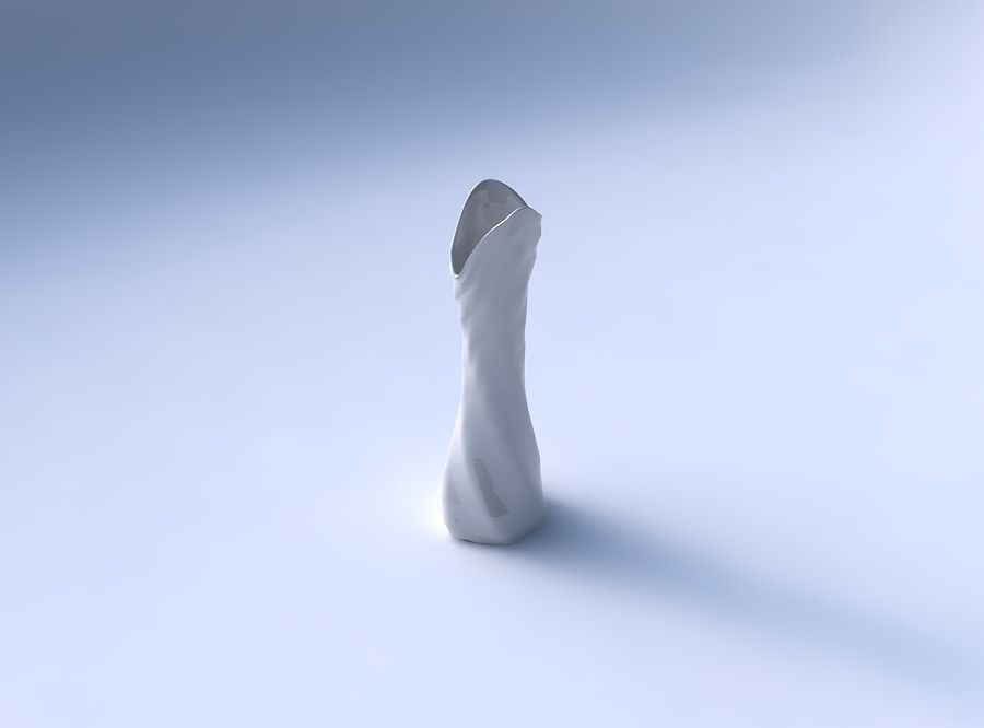 Vase twisted squeezed and bent hexagon 2 with curved horizont... 3D print model_3