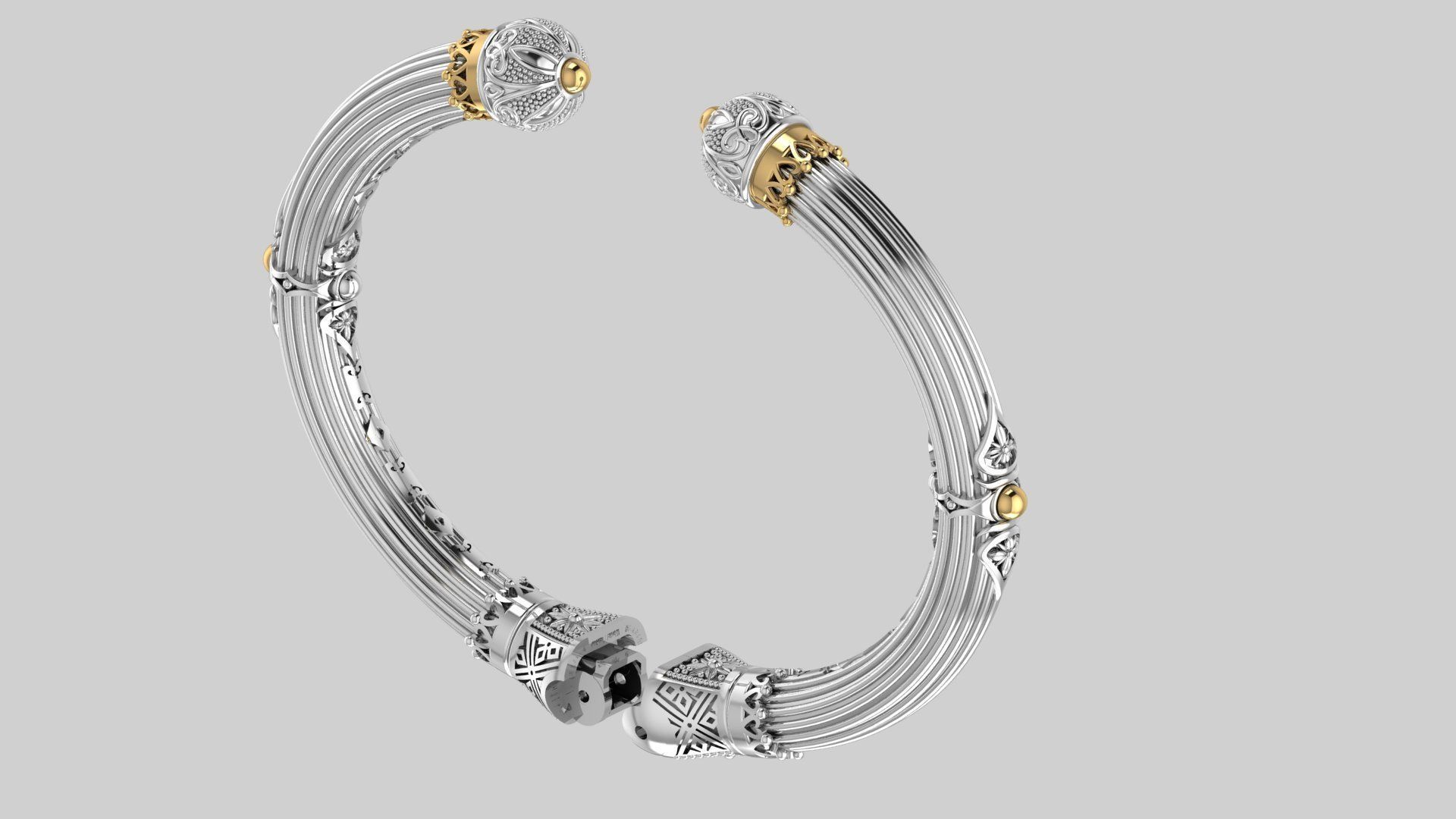 Bracelet with patterns antique bracelet 3D print model 3D print model_4