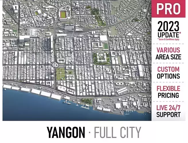 Yangon Low-poly 3D model